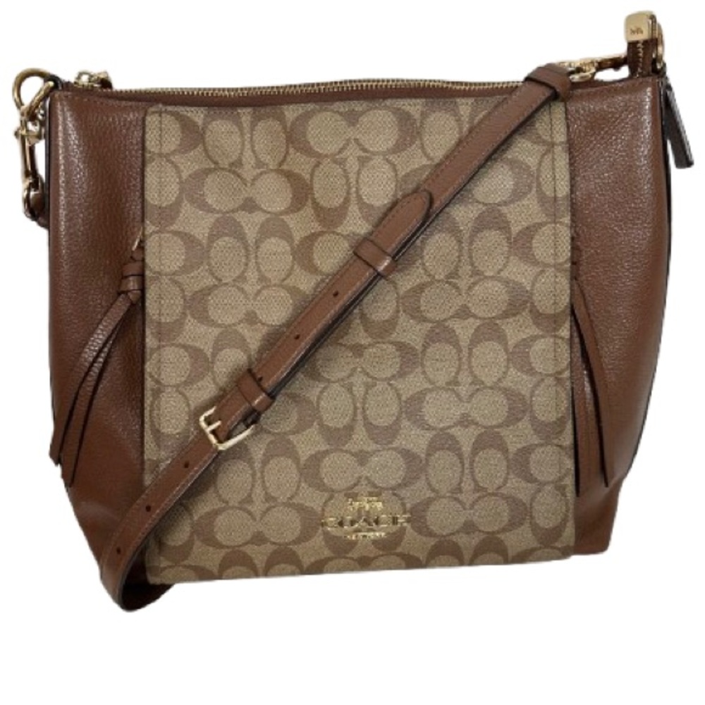 COACH Brown Signature Canvas Crossbody with Matching Wallet - Picture 2 of 9